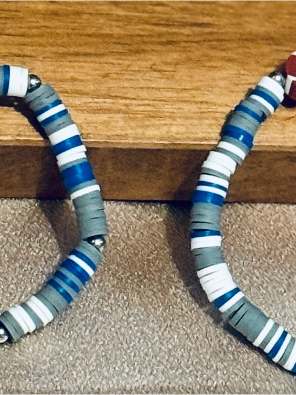 Cowboys Blue White Clay Bead Bracelet, Football Gameday Spirit Stack BTJ - Picture 8 of 9